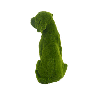 Flocked Dog Garden Statue with Weather-Resistant Finish - Green