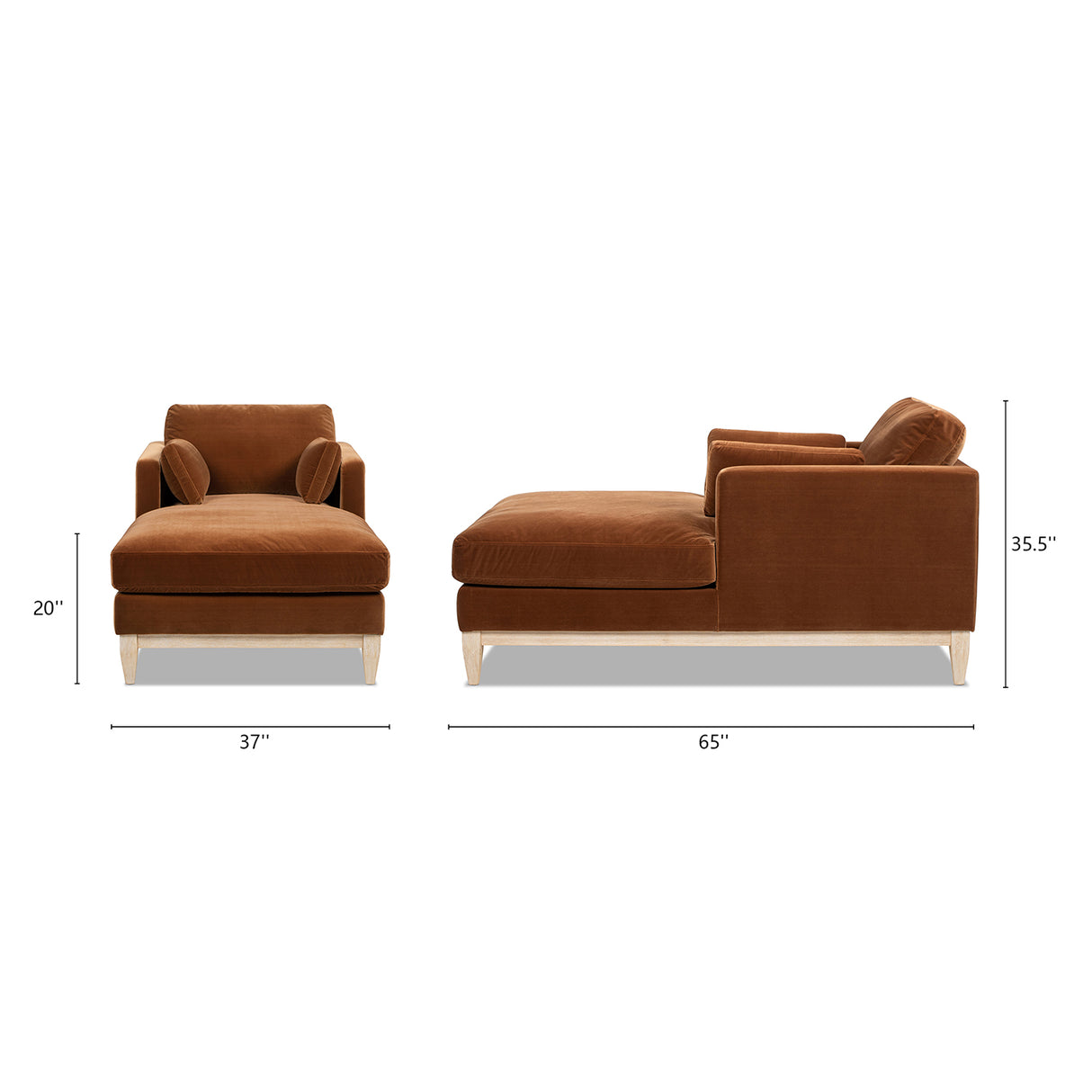 Knox 65" Modern Farmhouse Chaise Lounge Chair, Burnt