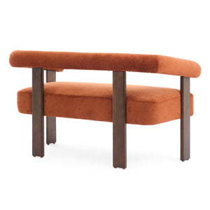 Round Armrest Loveseat (Dark Orange + Brown)