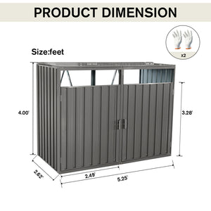 Outdoor Metal Garbage Bin Shed for Two Trash Cans