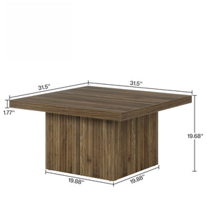 Square Coffee Table With Half Round Base - Brown