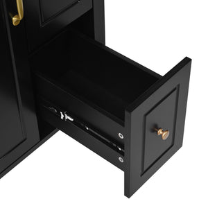 Elegant Bathroom Vanity With Ceramic Sink, Soft Close Doors And Drawers, Double Storage Racks
