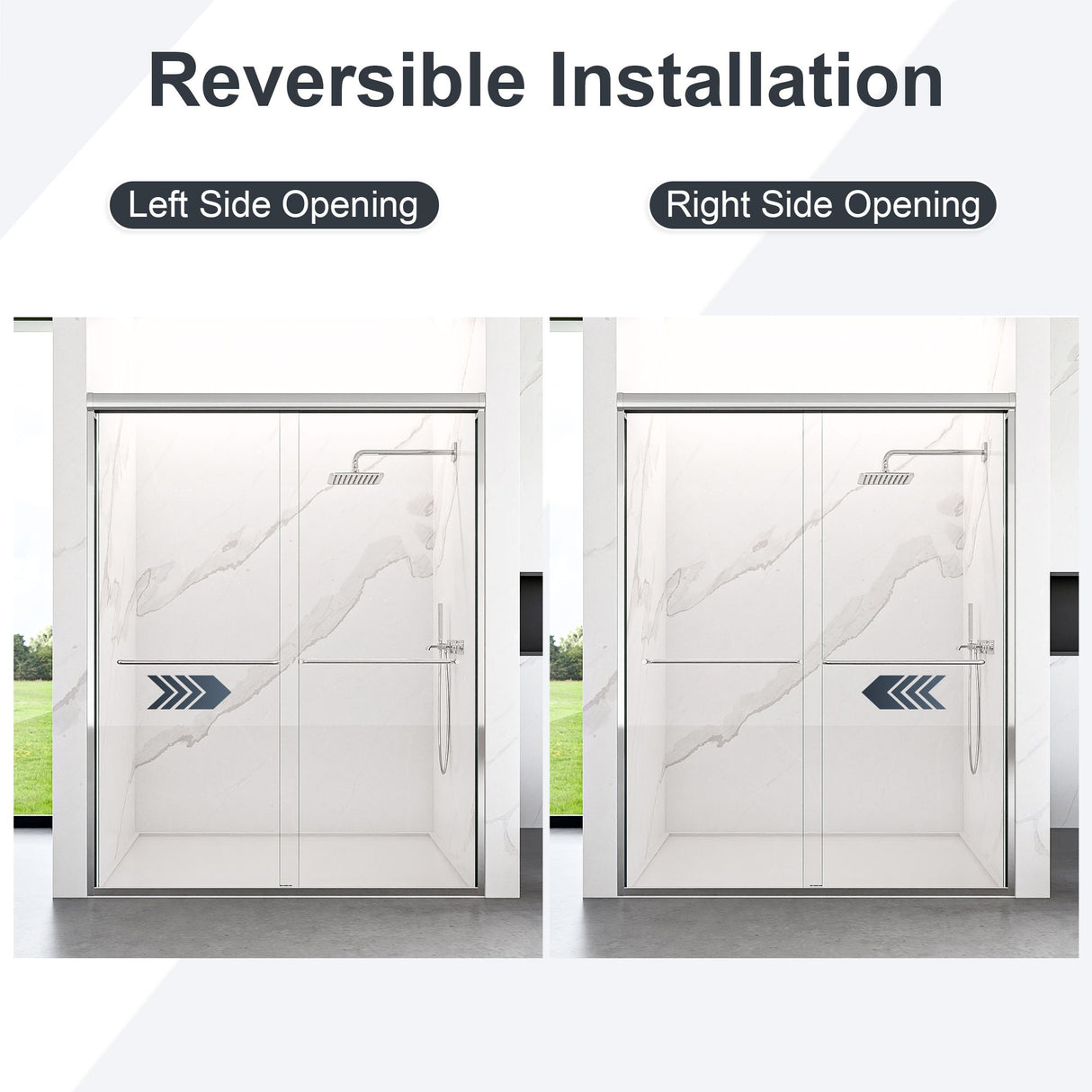 Modern Semi Frameless Double Sliding Shower Door