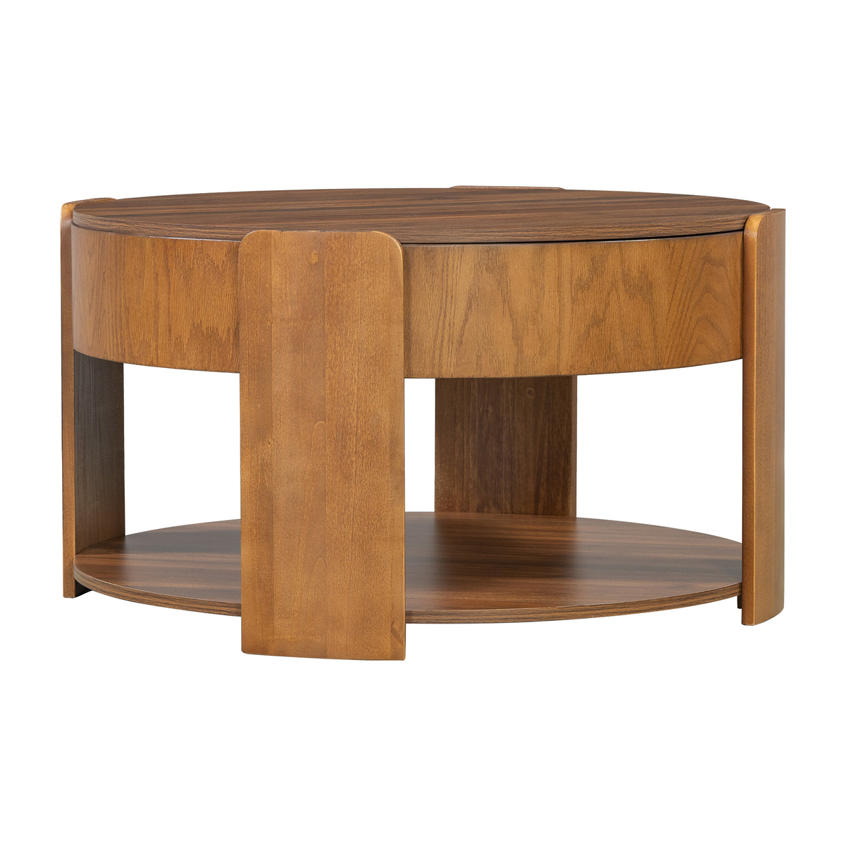 Vibe Haus Farmhouse Round Lift Top Coffee Table with Hidden Storage