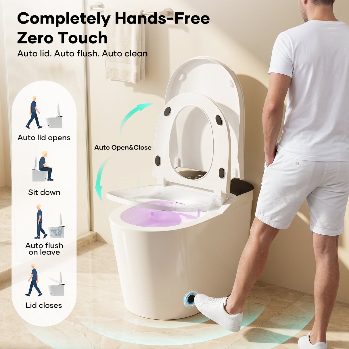 Fully intelligent toilet household fully automatic flip cover built-in foam shield zero water pressure flushing super swirl syphon toilet IPX4 waterproof