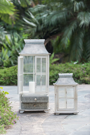S/2 Evelyn Enclosed Lantern Set with Handle & Drawers