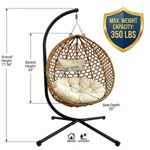 Folding PE Rattan Hanging Egg Chair with Stand