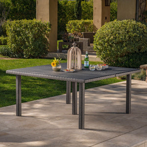 Outdoor Square Rattan Wicker Dining Table - Gray - Best Buy Furniture