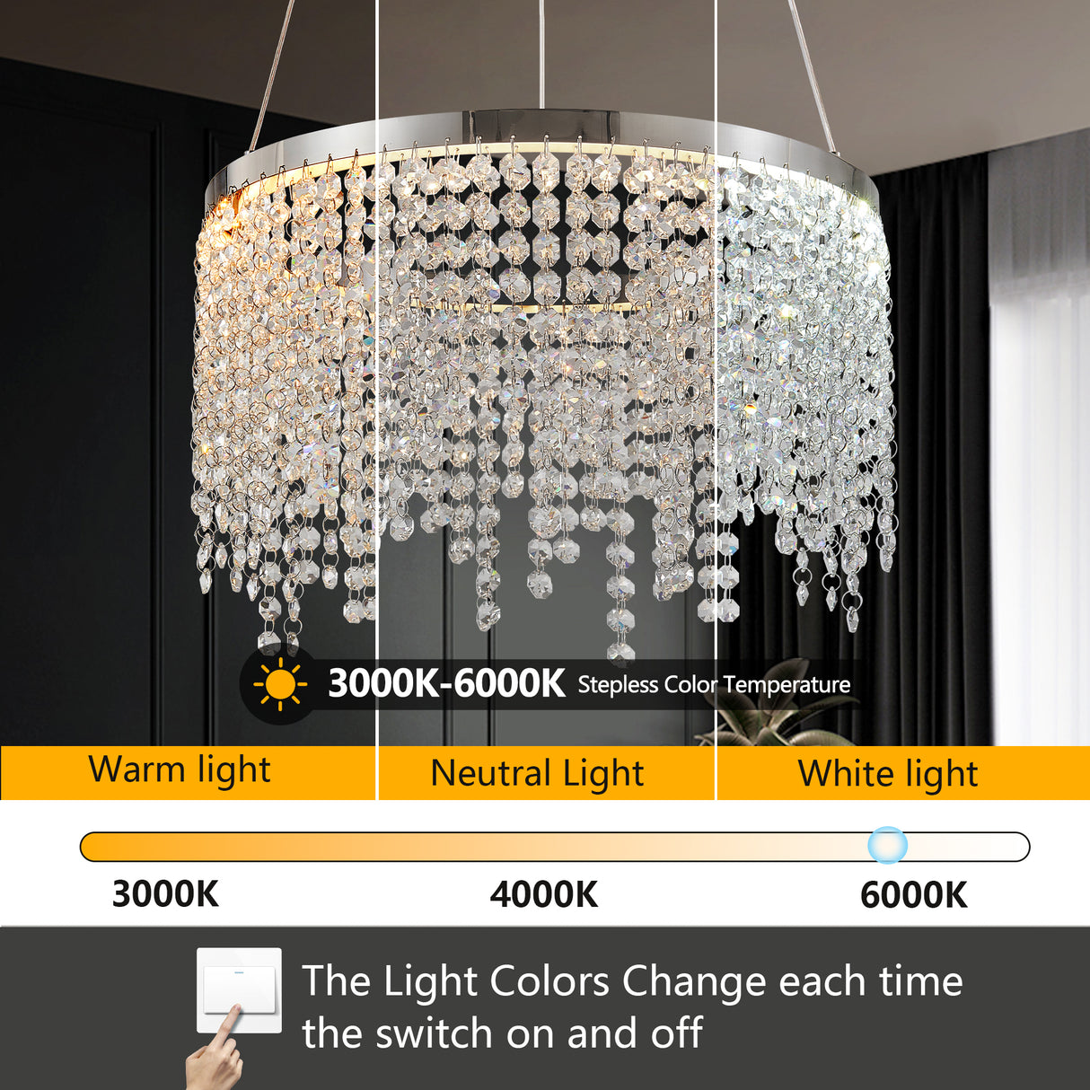 16-Inch Luxury Crystal LED Chandelier