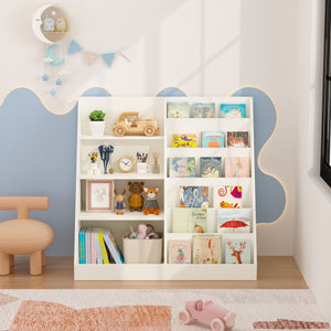 Bookshelf and Toy Storage Organizer, 4 Tier Bookcase with Display Stand for Playroom