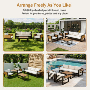 Aluminum Frame Large 4-Piece Outdoor Patio Furniture Set for 5 Person