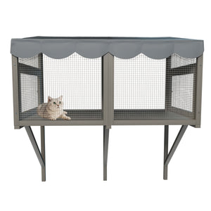 Window Perch Catio For Indoor Cats, Expandable Enclosure With Secure Frame And Waterproof Roof, Suitable For Multiple Kittens - Gray