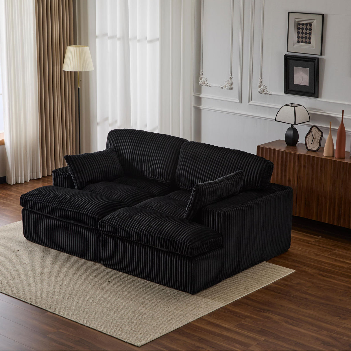 Double Chaise Lounge Chair, Oversized Upholstered Sleeper Cloud Couch