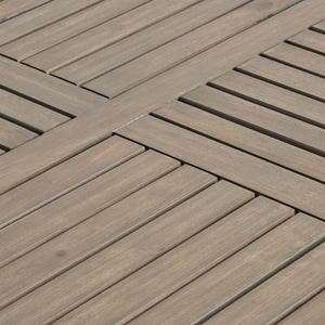 Transitional Acacia Wood Dining Table With Slat Panel Top - Gray