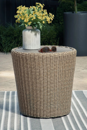 Danson - Round End Table - Beige - Best Buy Furniture