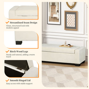 Textured Fabric Ottoman Bench With Hinged Lid