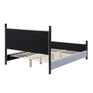 48-inch Striped Rubberwood Upholstered Bed, King