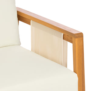 Outdoor Club Chair, Acacia Wood Frame with Textilene Accents