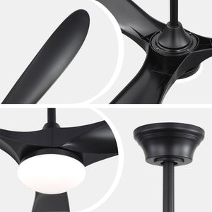 Smart Ceiling Fan With Lights, 3 Blades, Reversible Quiet DC Motor For Indoor