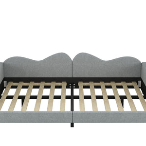 Upholstered Daybed, Sherpa Fabric Sofabed With Cloud-Shaped Backrest