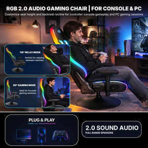 NoxRoc Pedestal Gaming Chair with Built-In Speakers and RGB Lights, Black