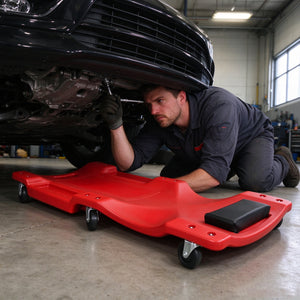 40-Inch Low-Profile Garage Creeper with Padded Headrest, Red