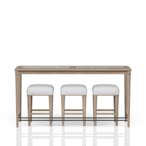Glass Console Table With 3 Stools - Frosted