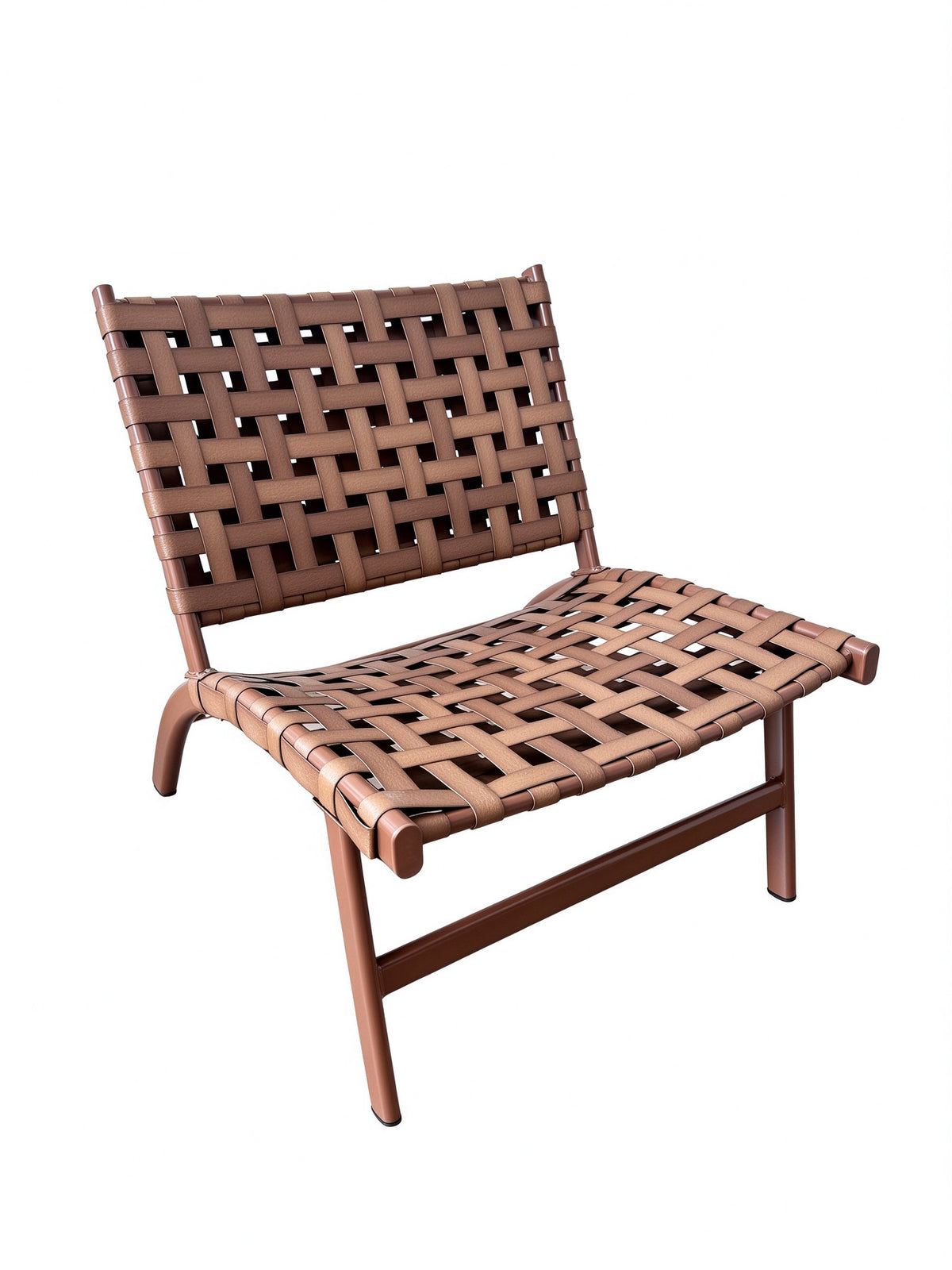Lounge Chair Woven Accent Chair, Boho Mid Century Modern Armless, Brown