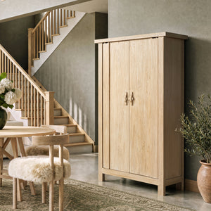 Fable 80.5-Inch Tall Reclaimed Elm Wood 2-Door Storage Cabinet, Light Natural Brown