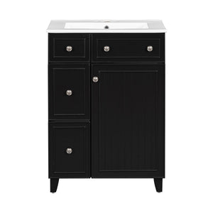 Transitional Style Bathroom Vanity Cabinet With Ceramic Sink