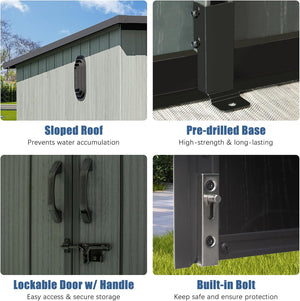 6x9FT Outdoor Resin Storage Shed with Transparent Windows & Louvered Vents
