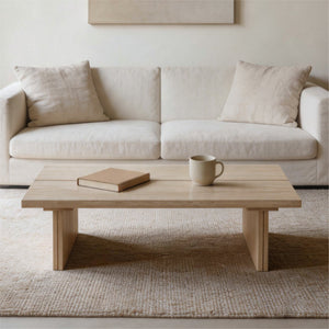Modern Travertine Coffee Table With Split Top