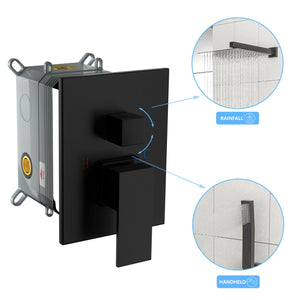 Shower System With Waterfall Tub Spout And 12" Ceiling Mount Square Shower Head - Oil-Rubbed Bronze