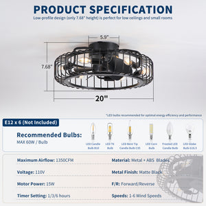 20" Ceiling Fan Light