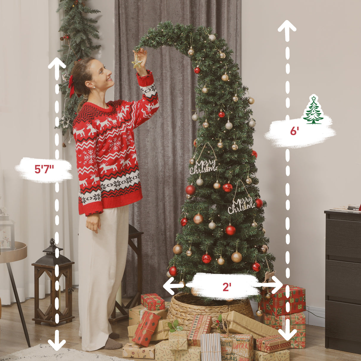 6 Ft Prelit Bent Top Christmas Tree