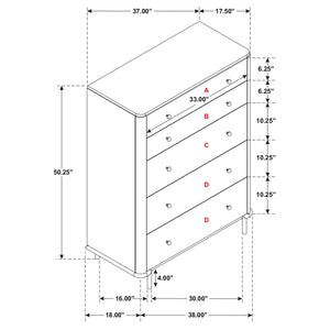 Stevie - Rectangular 5 Drawer Chest - Sand