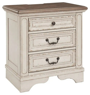 Realyn - Three Drawer Night Stand - White / Brown / Beige - Best Buy Furniture