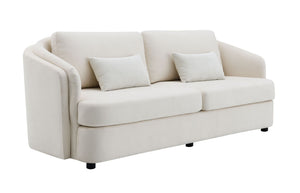 Mariko - Linen Sofa With 2 Toss Pillows - Beige - Best Buy Furniture
