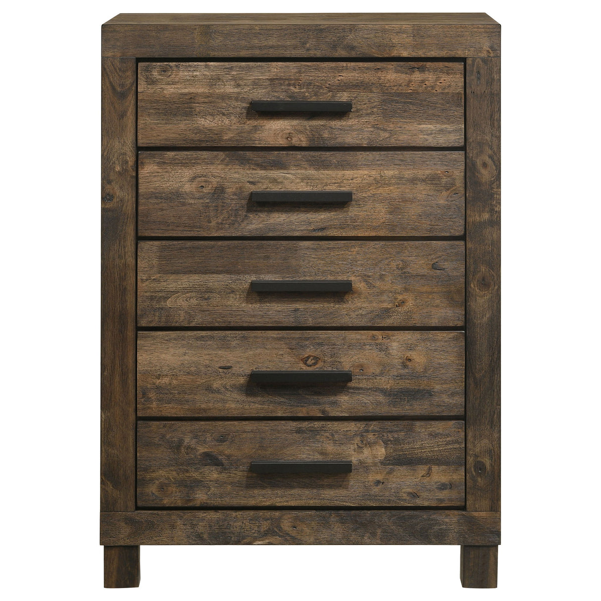 Bren - 5 Drawer Chest With Handles And Block Legs - Rustic