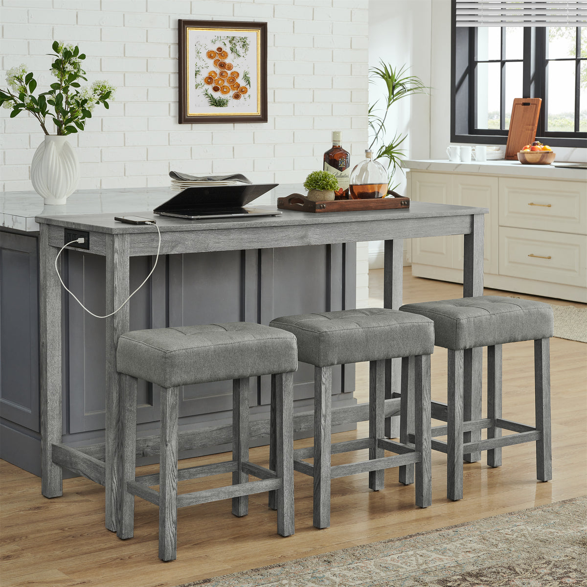 59 Inch Bar Table and Chair Set