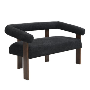 Round Armrest Loveseat (Black + Brown)