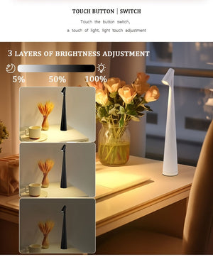 Rechargeable Touch LED Table Lamp – 3 Color Dimmable Light for Reading & Bedroom