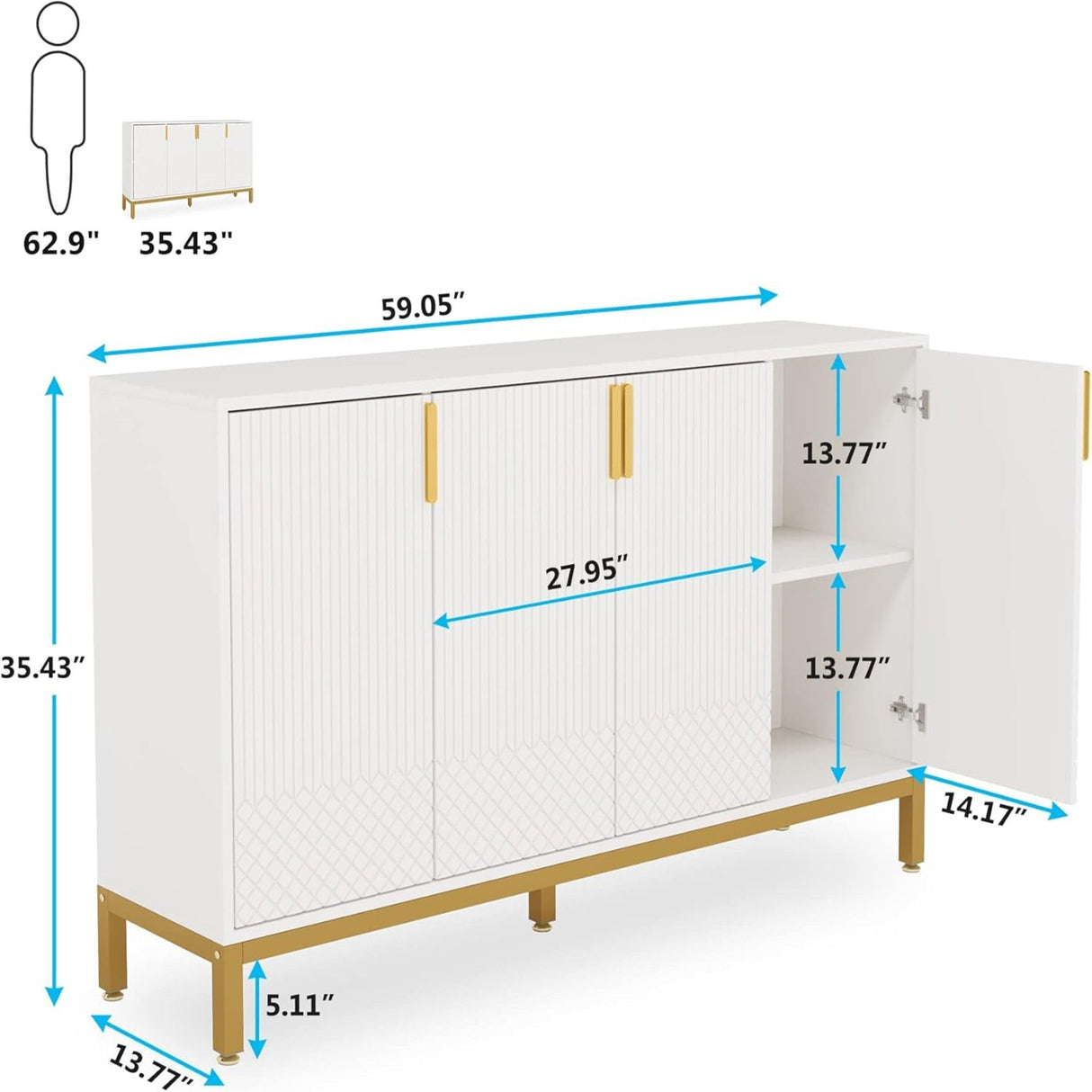 Buffet Sideboard Cabinet With Geometric Doors