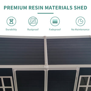 8x4ft Outdoor Resin Garden Shed with Floor and 2 Windows