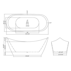 Glossy Freestanding Bathtub, Double Slipper Design, Deep Soaking Comfort