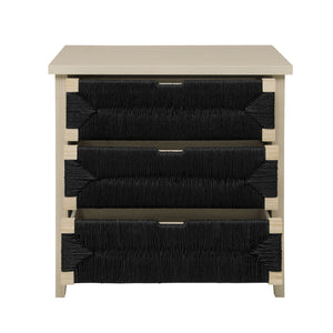 3 Drawer Buffet Sideboard With Adjustable Shelves, Storage Cabinet With Natural Seaweed Decor Doors For Living Room Kitchen Entryway - Natural