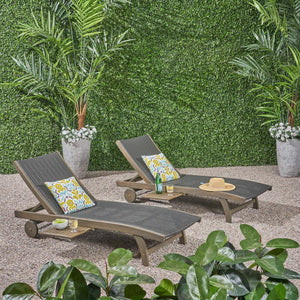 Outdoor Chaise Lounge With Pull Out Tray And Wicker Seat - Gray - Best Buy Furniture