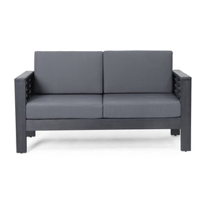 Acacia Wood Loveseat And Coffee Table Set With Cushions