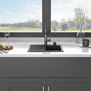 Quartz Kitchen Sink, Granite Composite, Drop In Sink With Durable Design