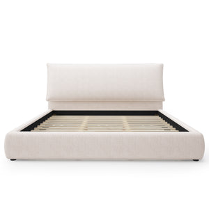 Upholstered Platform Bed Frame with Oversized Plush Pillow Headboard